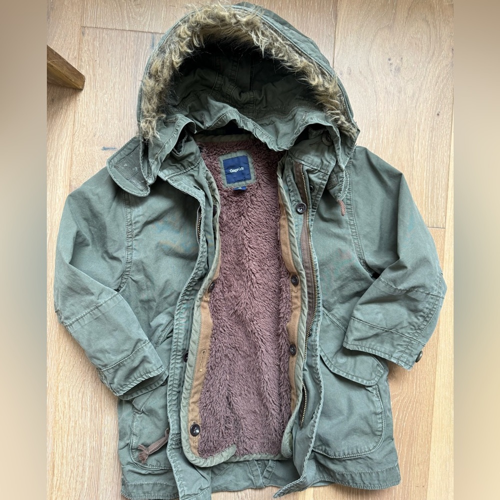 Gap Kids Faux Fur Lined Jacket Size XS (4-5yr) Unisex